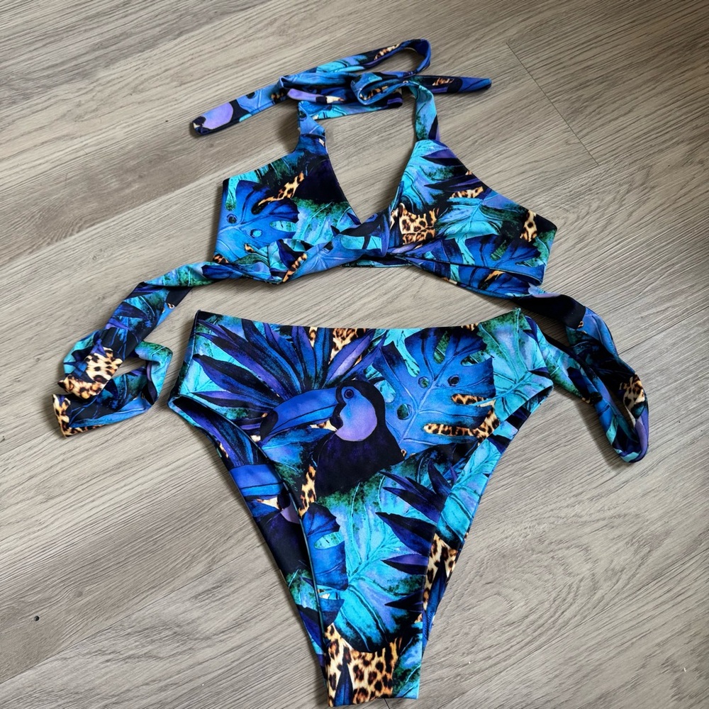 Cheeky Swim Corfu Tropical Blue and Green Bikini Set